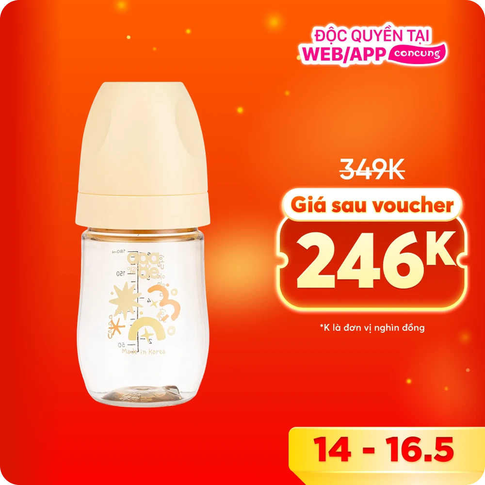 Bình sữa PPSU Aga-ae cao cấp 180ml (nắng mai)