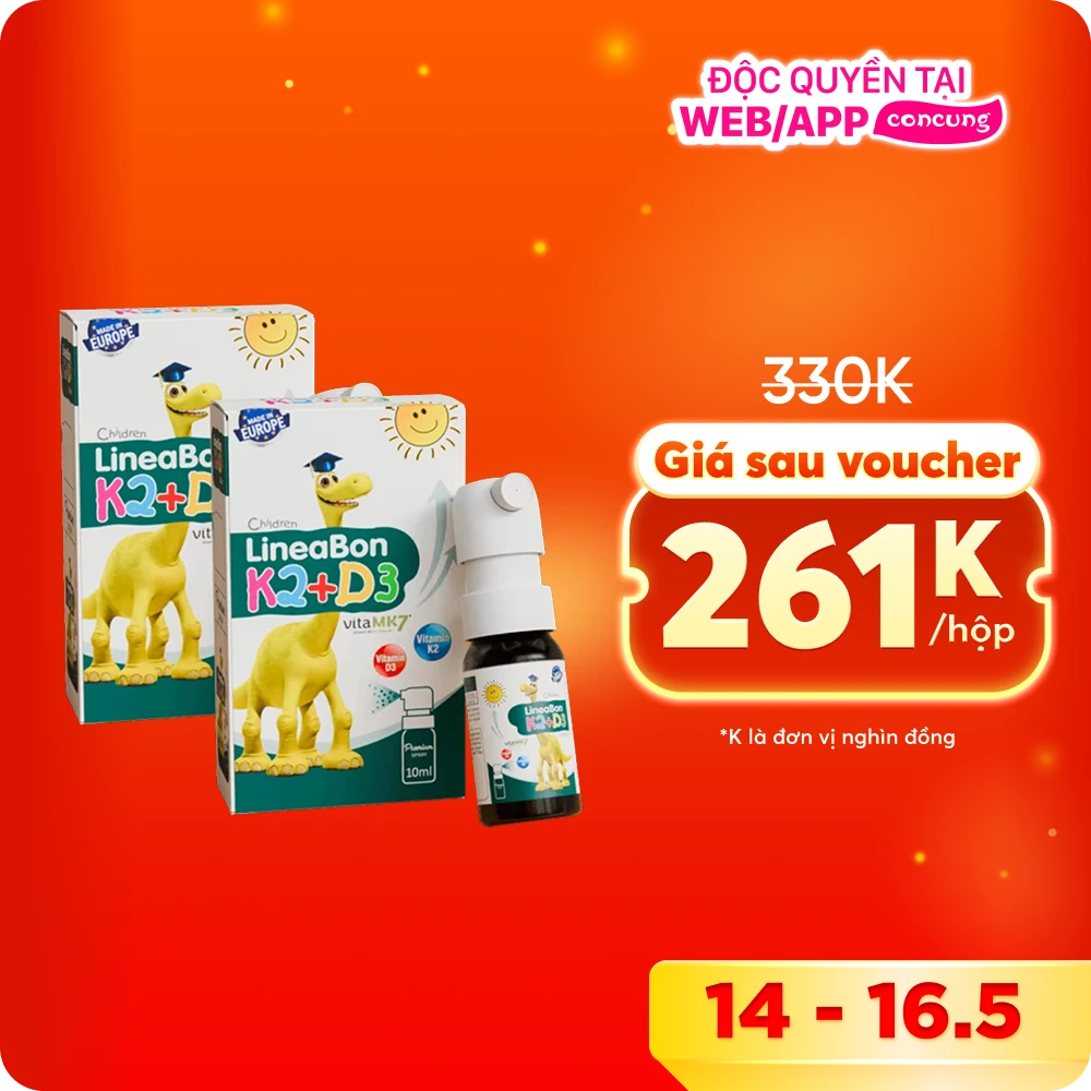 Combo 2 Thực phẩm bảo vệ sức khỏe LineaBon K2+D3 Spray dạng xịt