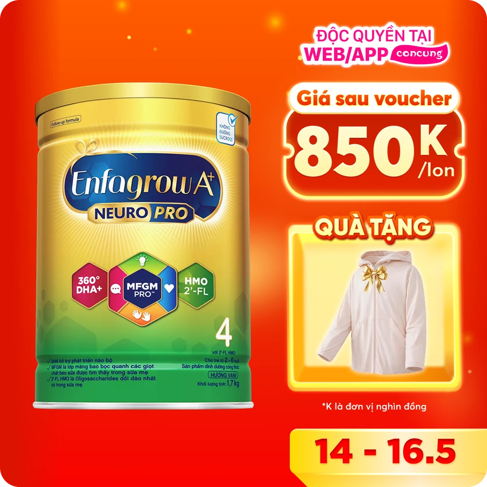 Sữa Enfagrow A+ số 4 1700g (2-6 tuổi) 2Flex