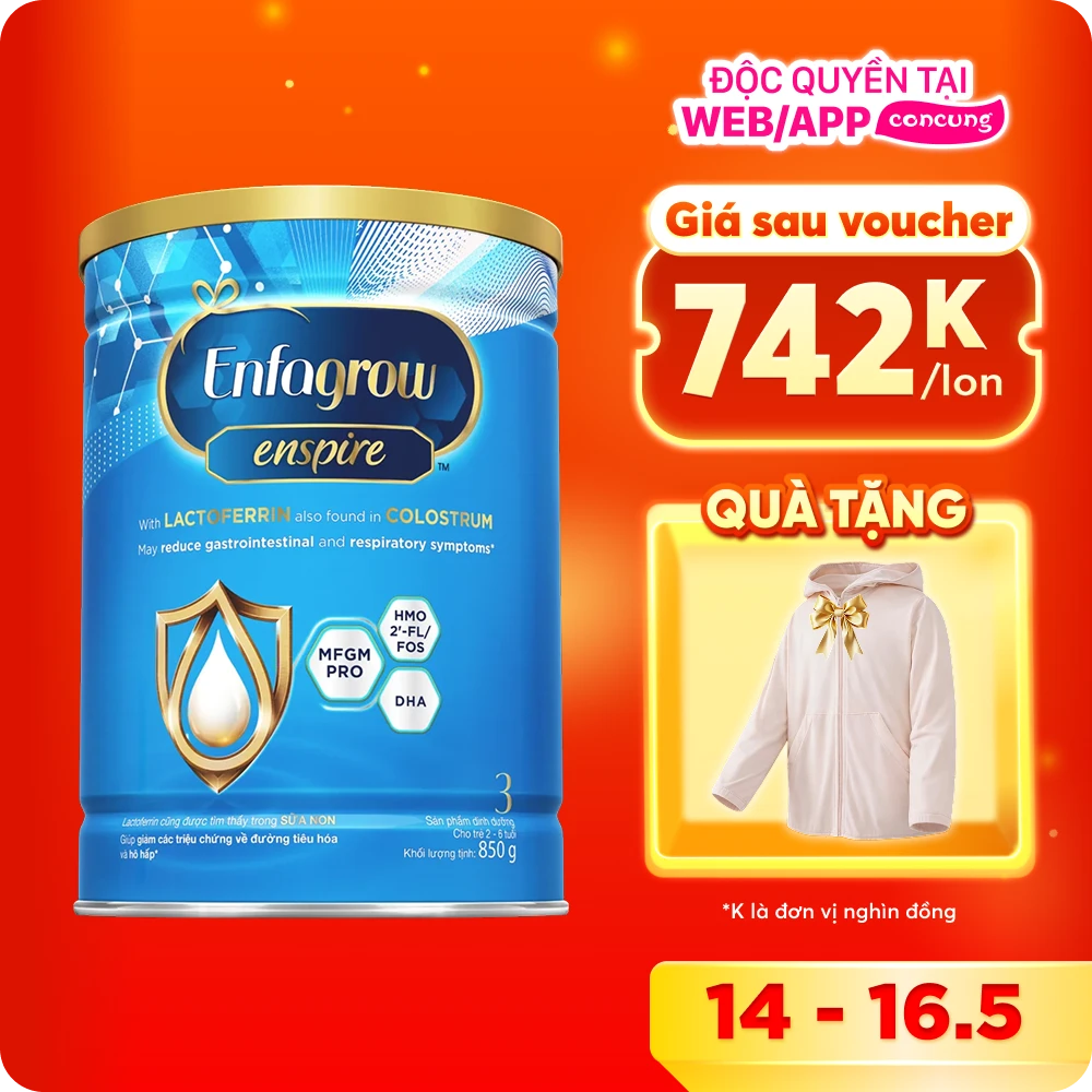 Sữa Enfagrow Enspire 3 850g (2-6 tuổi)