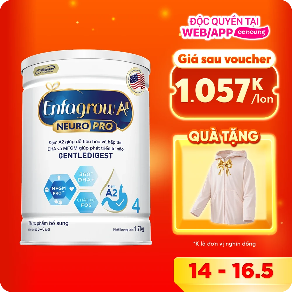 Sữa Enfagrow A2 Neuro Pro số 4 1.7 kg (3 - 6 tuổi)