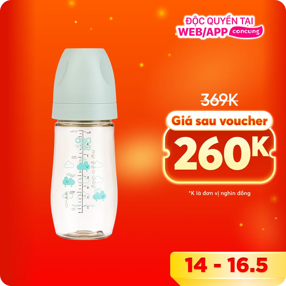 Bình sữa PPSU Aga-ae cao cấp 270ml (mây xanh)