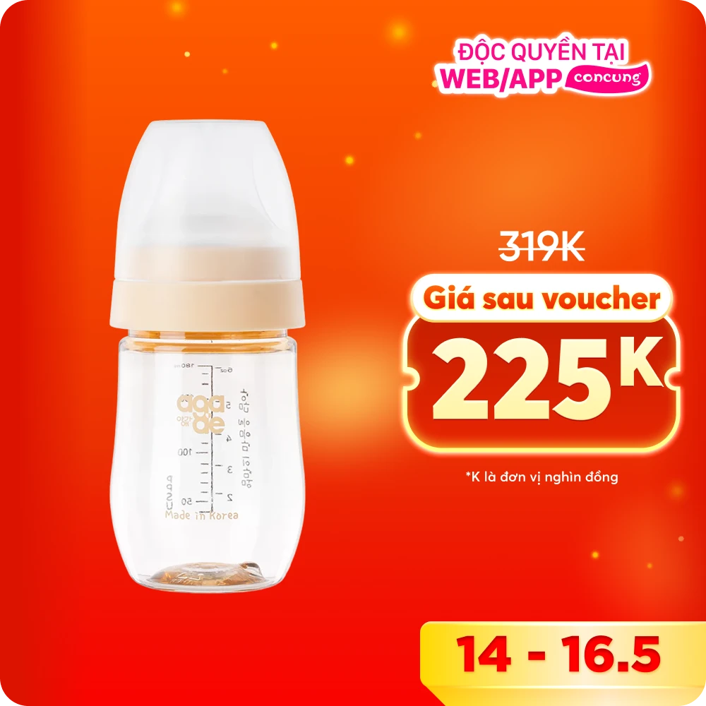 Bình sữa PPSU Aga-ae 180ml (Vàng)