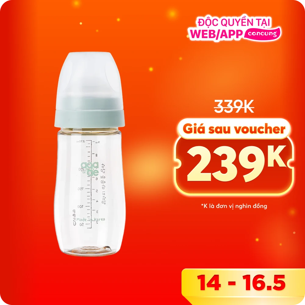 Bình sữa PPSU Aga-ae 270ml (Xanh)