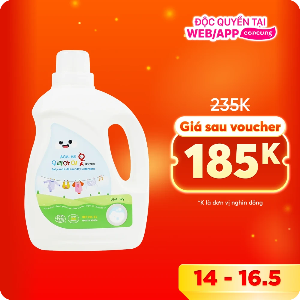 Nước giặt Hàn Quốc Aga-ae cho bé - Blue Sky 3L
