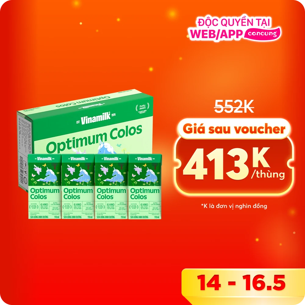 Thùng Sữa uống dinh dưỡng Optimum Colos 110ml (Lốc 4 hộp) new