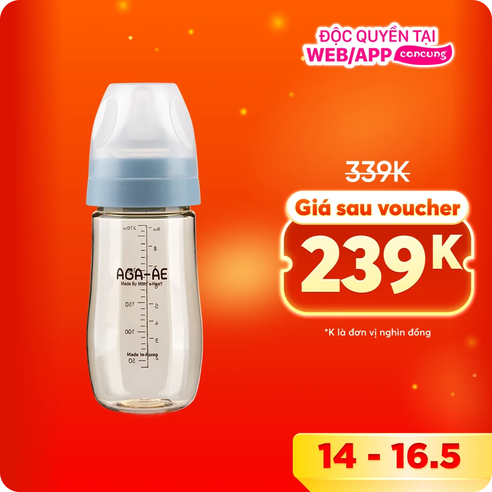 Bình sữa PPSU Aga-ae 270ml (xanh)