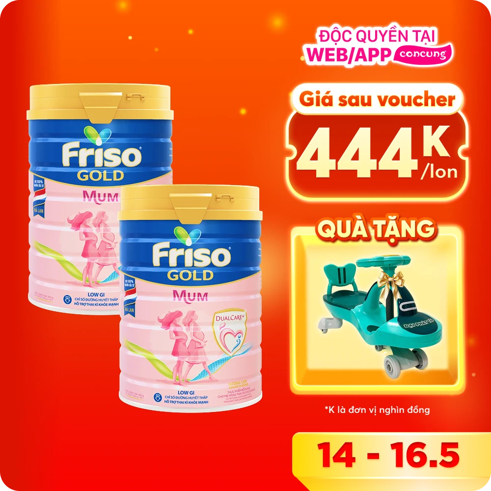 Combo 2 lon Sữa bầu Friso Mum Gold 900g hương cam