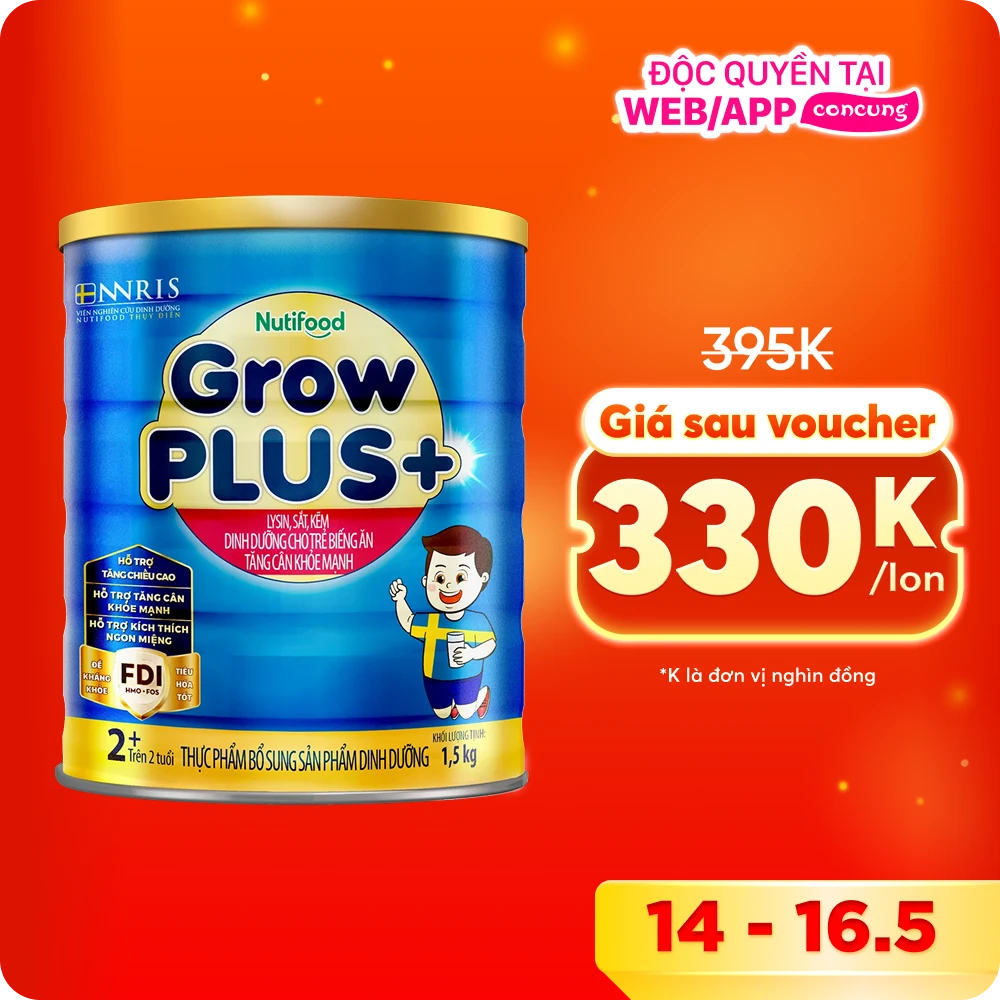 Sữa GrowPLUS+ Xanh 2+ tuổi, 1.5kg