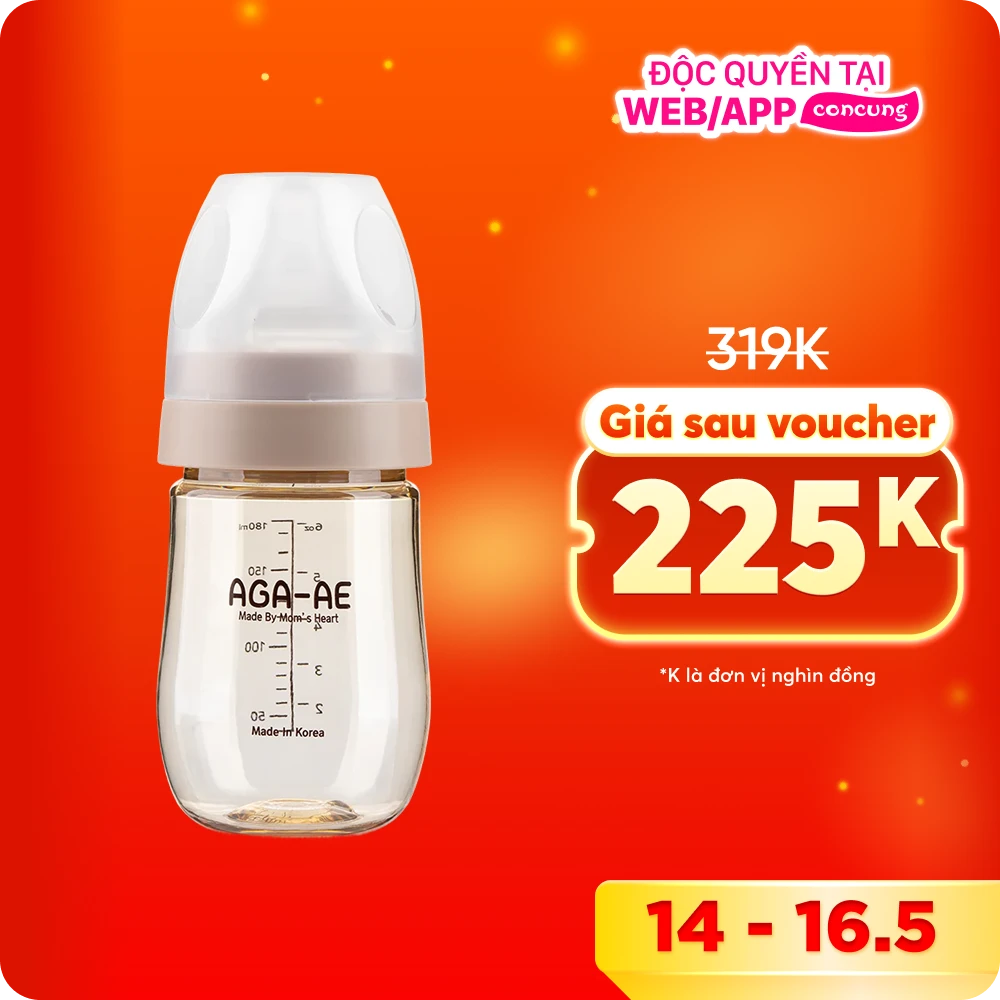 Bình sữa PPSU Aga-ae 180ml (Beige)