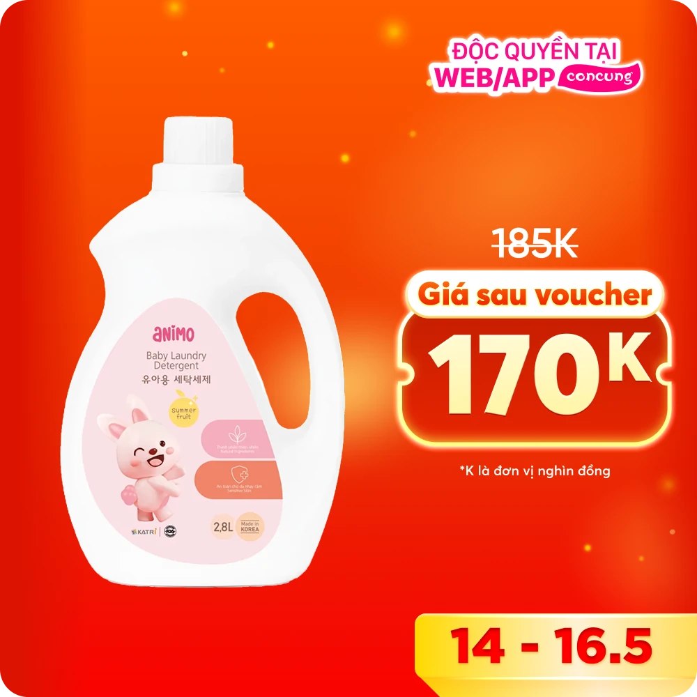 Nước giặt cho bé Animo hương trái cây mùa hè chai 2,8L
