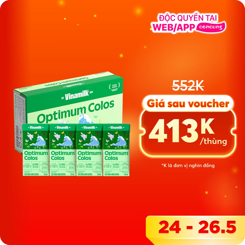 Thùng Sữa uống dinh dưỡng Optimum Colos 110ml (Lốc 4 hộp) new