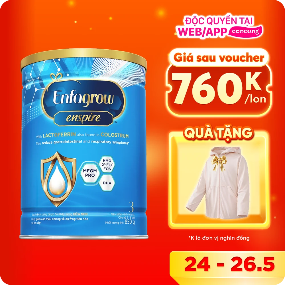 Sữa Enfagrow Enspire 3 850g (2-6 tuổi)