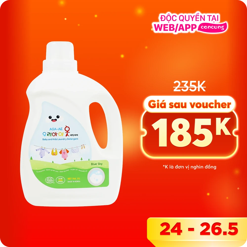 Nước giặt Hàn Quốc Aga-ae cho bé - Blue Sky 3L