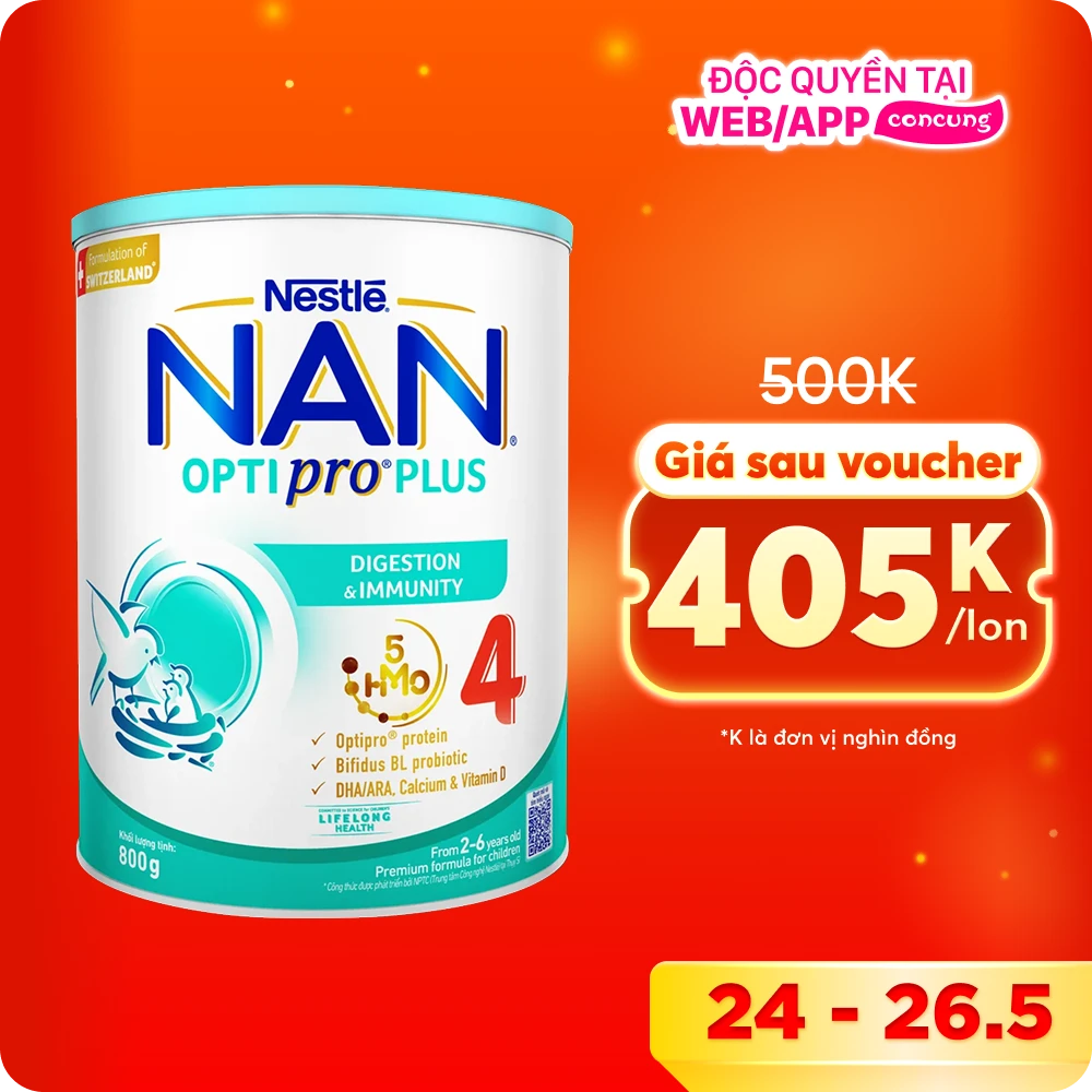 Sữa Nestle Nan Optipro Plus 4 800g (2-6 tuổi) (Giao bao bì ngẫu nhiên)