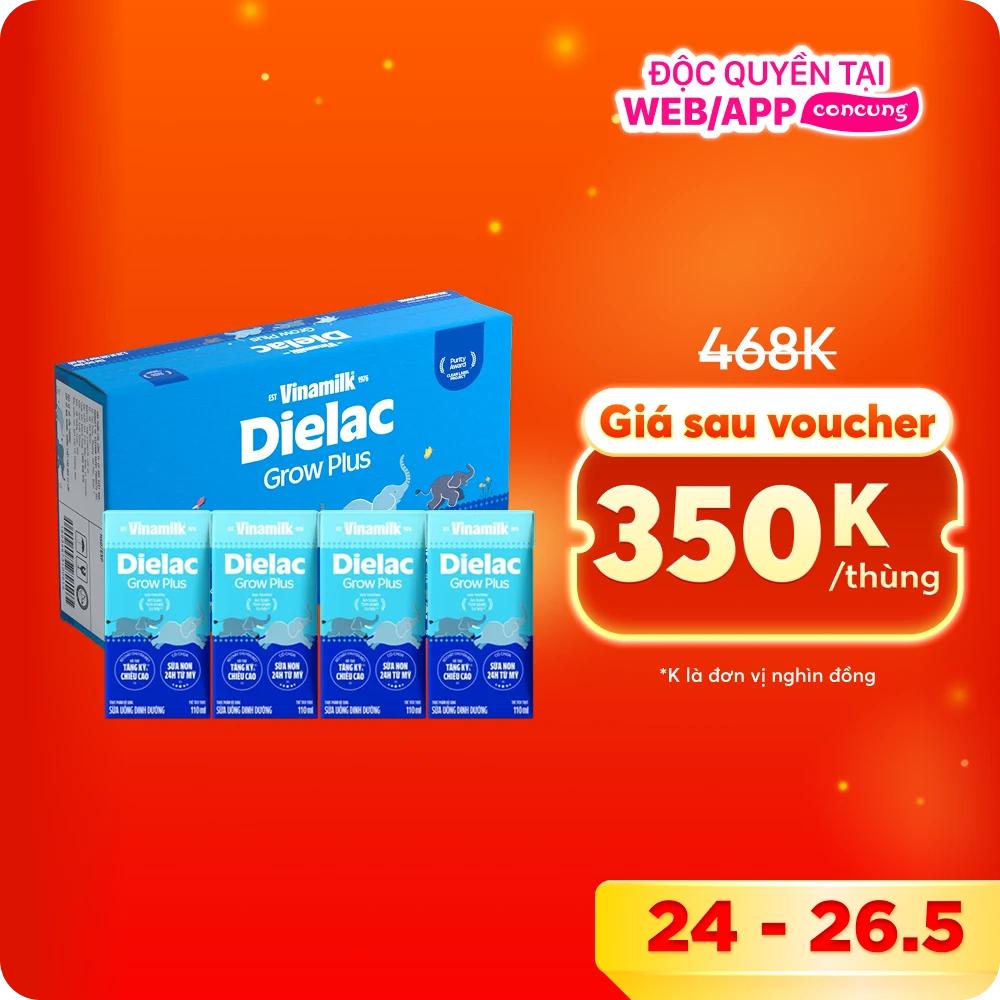 Thùng Sữa uống dinh dưỡng Dielac Grow Plus 110ml (Sữa Non) - Lốc 4 hộp