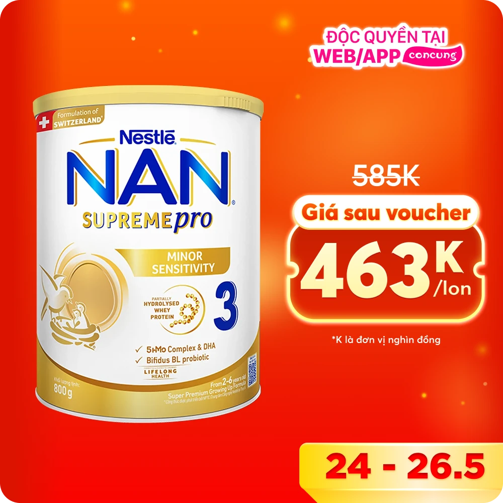 Sữa NAN SUPREME PRO số 3 800g (2-6 tuổi) (giao bao bì ngẫu nhiên)