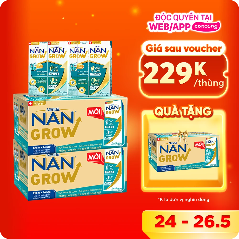 Combo 2 Thùng Thực phẩm bổ sung Nestlé NANGROW 6 (4x180ml)
