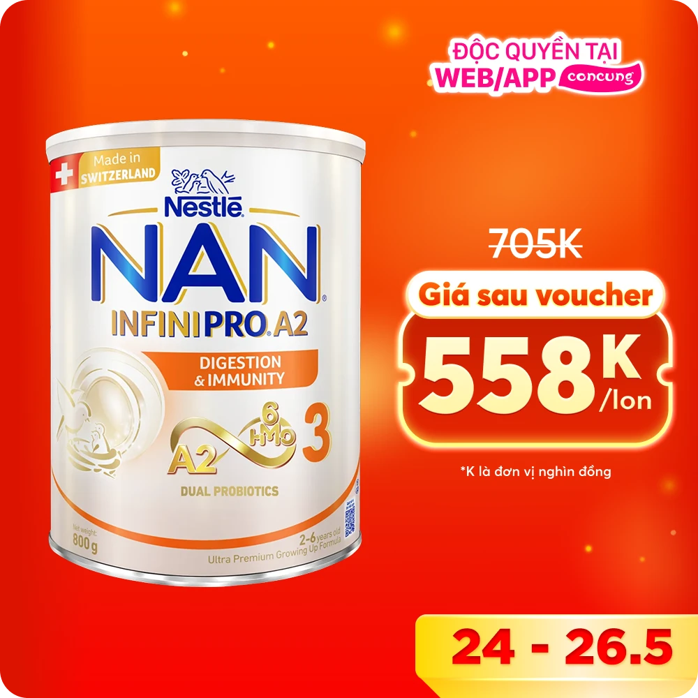 Sữa Nestlé NAN INFINIPRO A2 số 3 800g (6HMO) (2-6 tuổi)