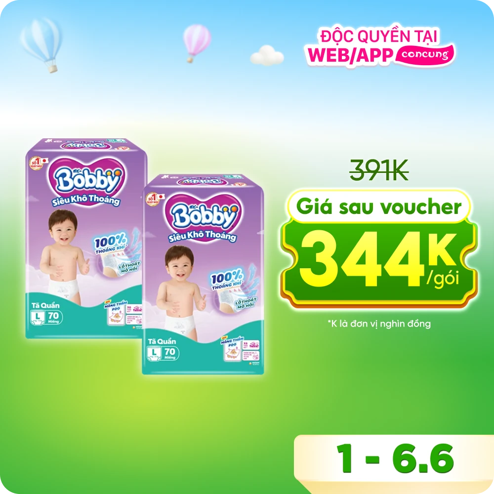 Tã quần Bobby size L, 70 miếng (giao bao bì ngẫu nhiên)