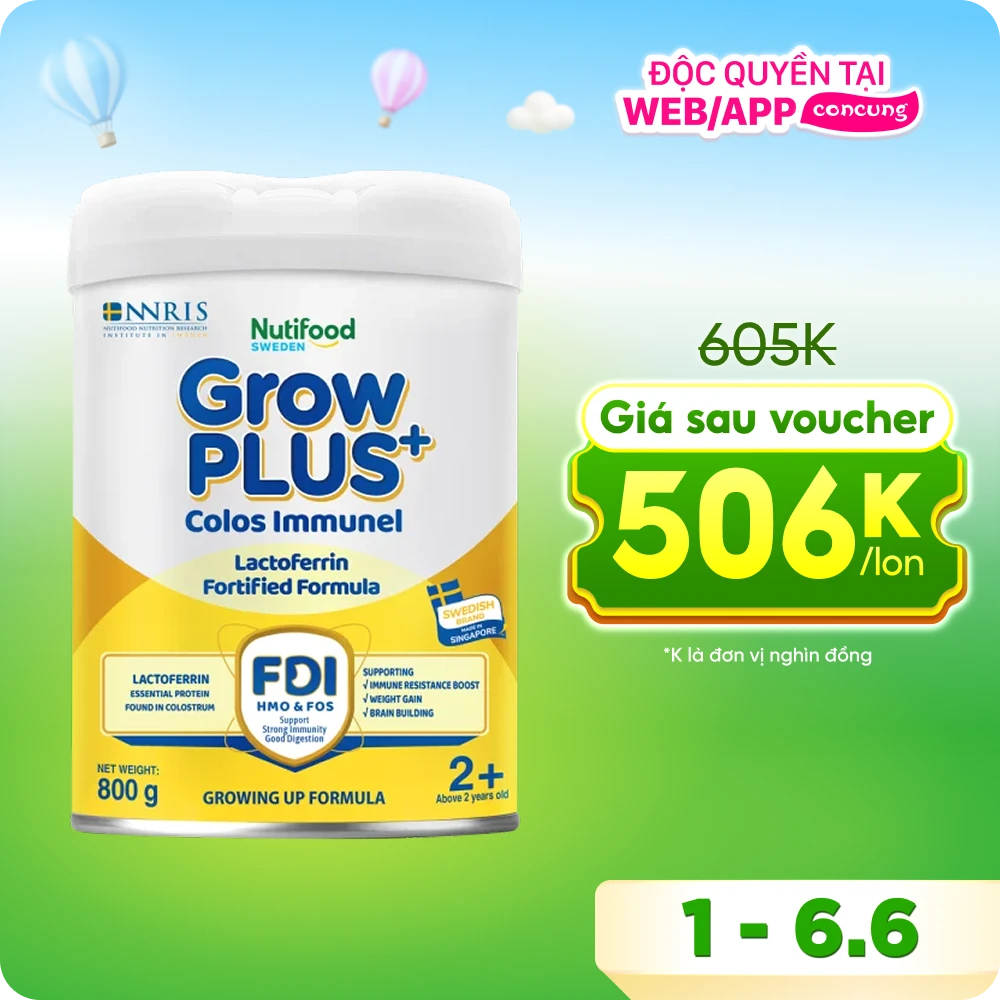 Sữa GrowPLUS+ Colos Immunel 2+, 800g ( trên 2 tuổi) (Giao bao bì ngẫu nhiên)