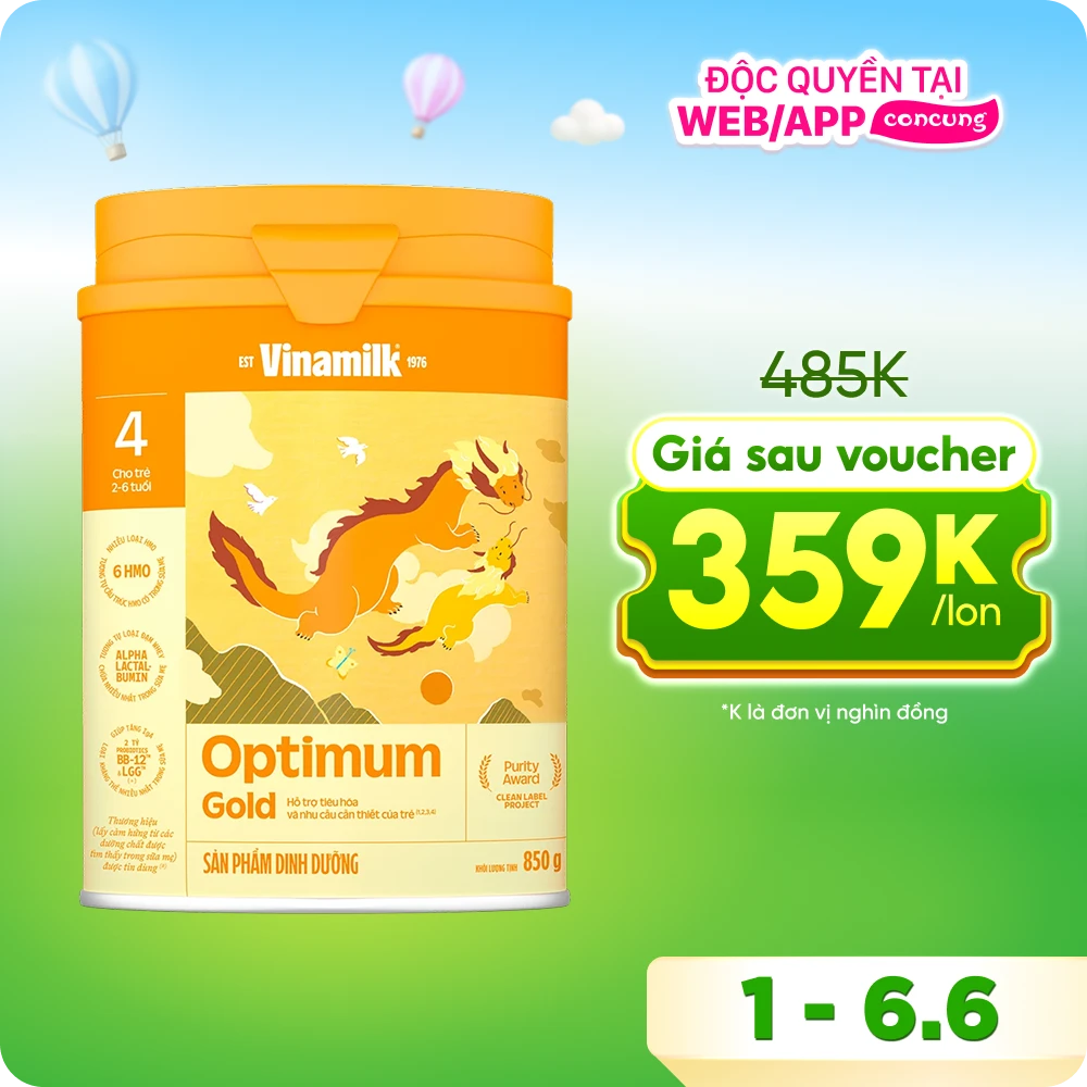 Sữa Vinamilk Optimum Gold 4 850g (2-6 tuổi)