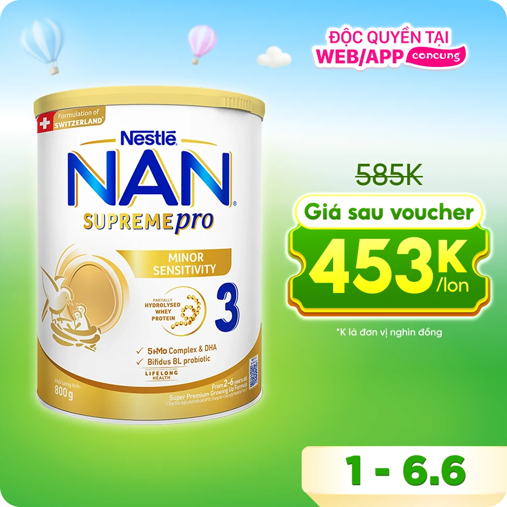 Sữa NAN SUPREME PRO số 3 800g (2-6 tuổi) (giao bao bì ngẫu nhiên)