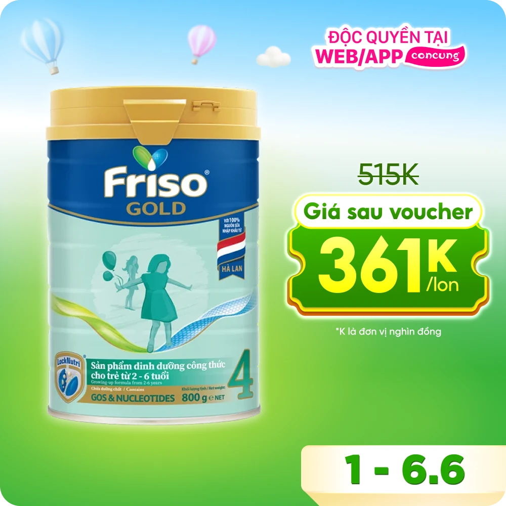 Friso Gold 4, 2 - 6 tuổi, 800g (Giao bao bì ngẫu nhiên)