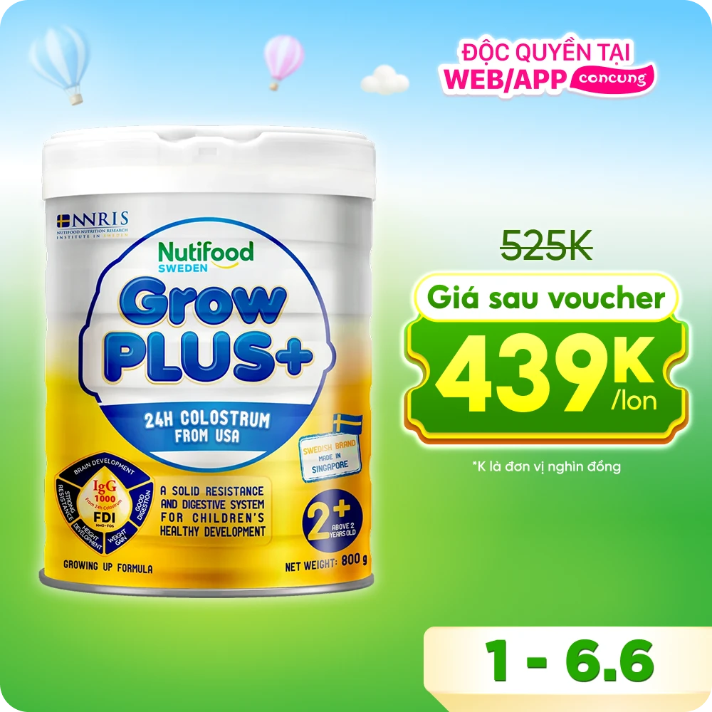 Sữa GrowPLUS+ Sữa Non Vàng 800g (Từ 2 tuổi)