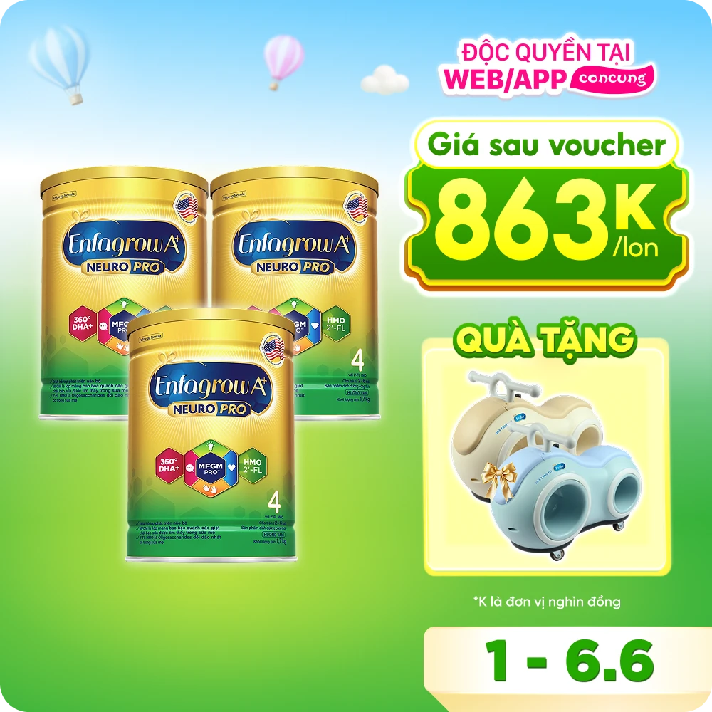 Combo 3 Sữa Enfagrow A+ số 4 1700g (2-6 tuổi) 2Flex