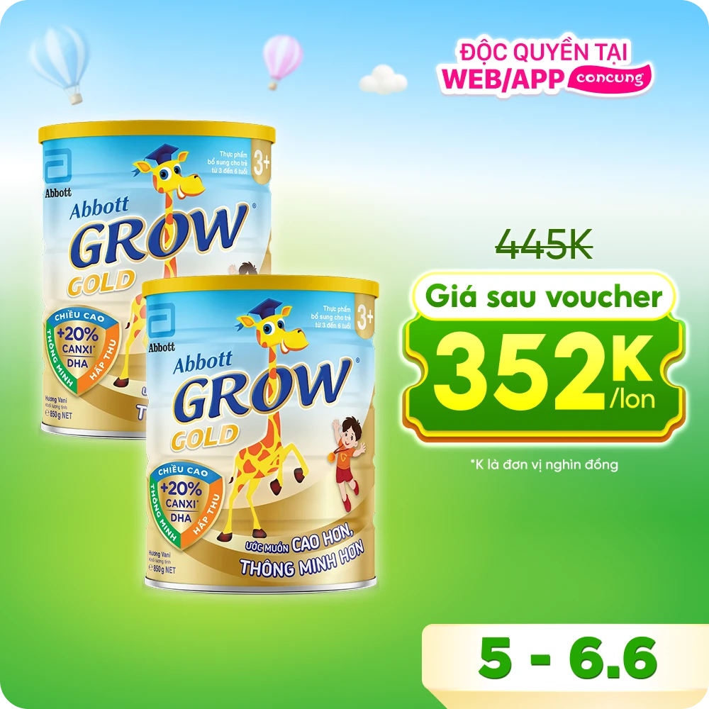 Combo 2 lon Sữa Abbott Grow 3+ 850g (3-6 tuổi)