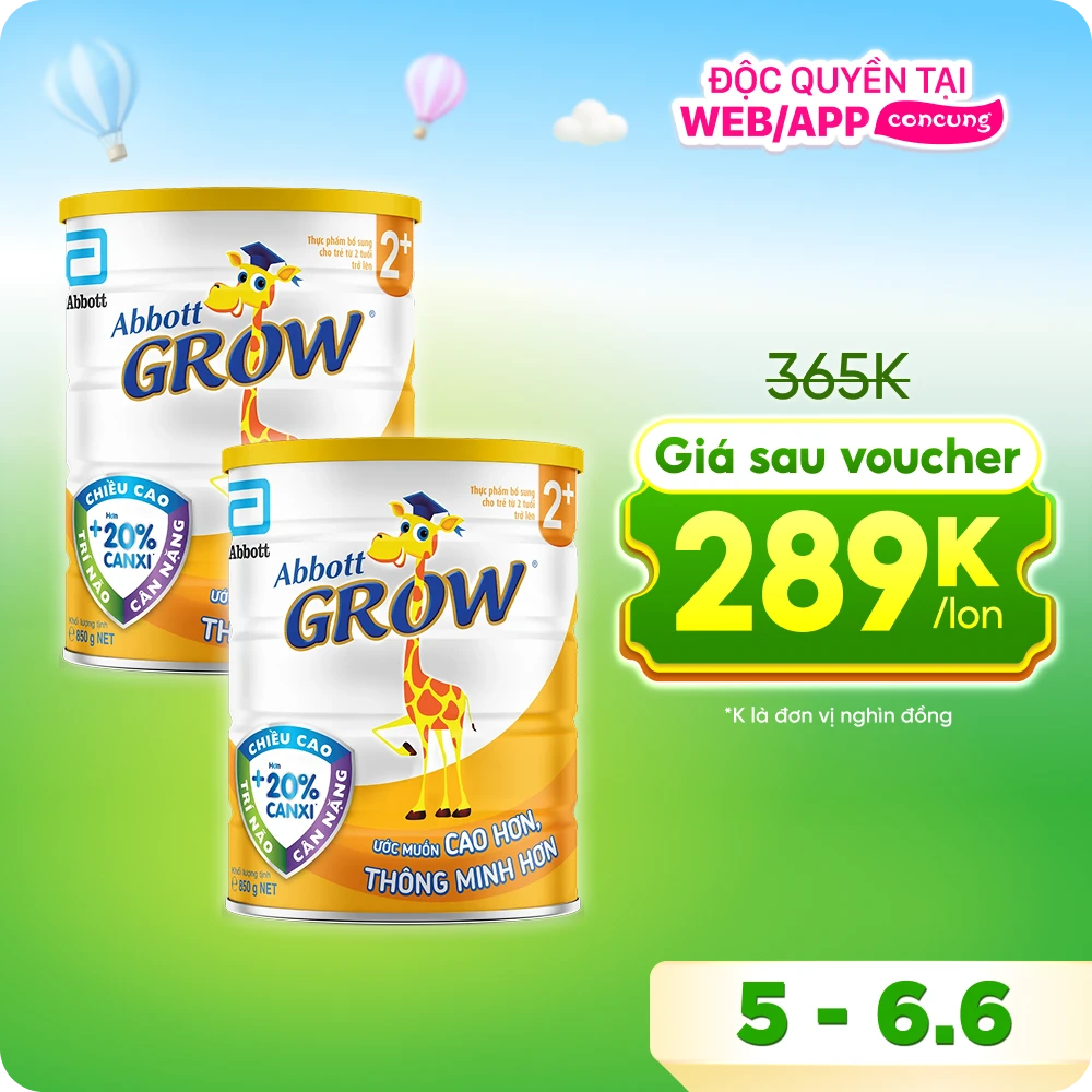 Combo 2 lon Sữa Abbott Grow 2+ 850g (trên 2 tuổi)