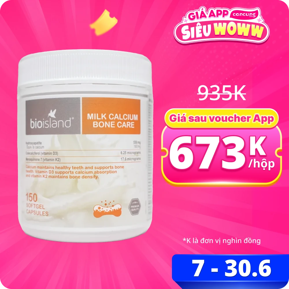 Thực phẩm bảo vệ sức khỏe BioIsland Milk Calcium Bone Care
