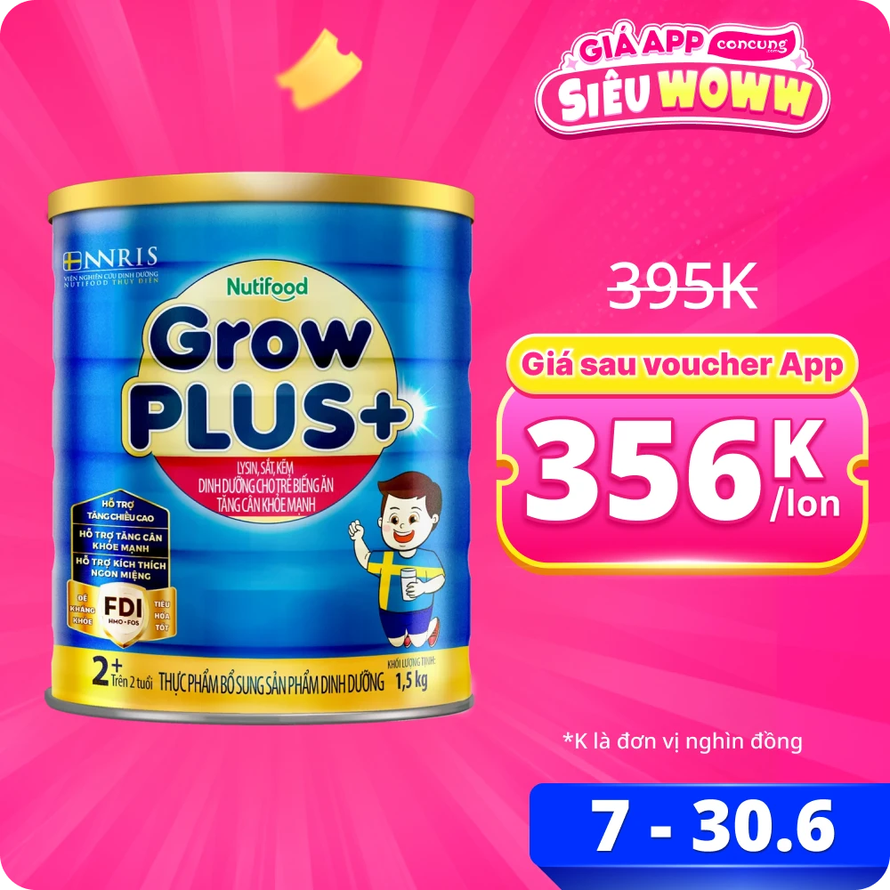 Sữa GrowPLUS+ Xanh 2+ tuổi, 1.5kg