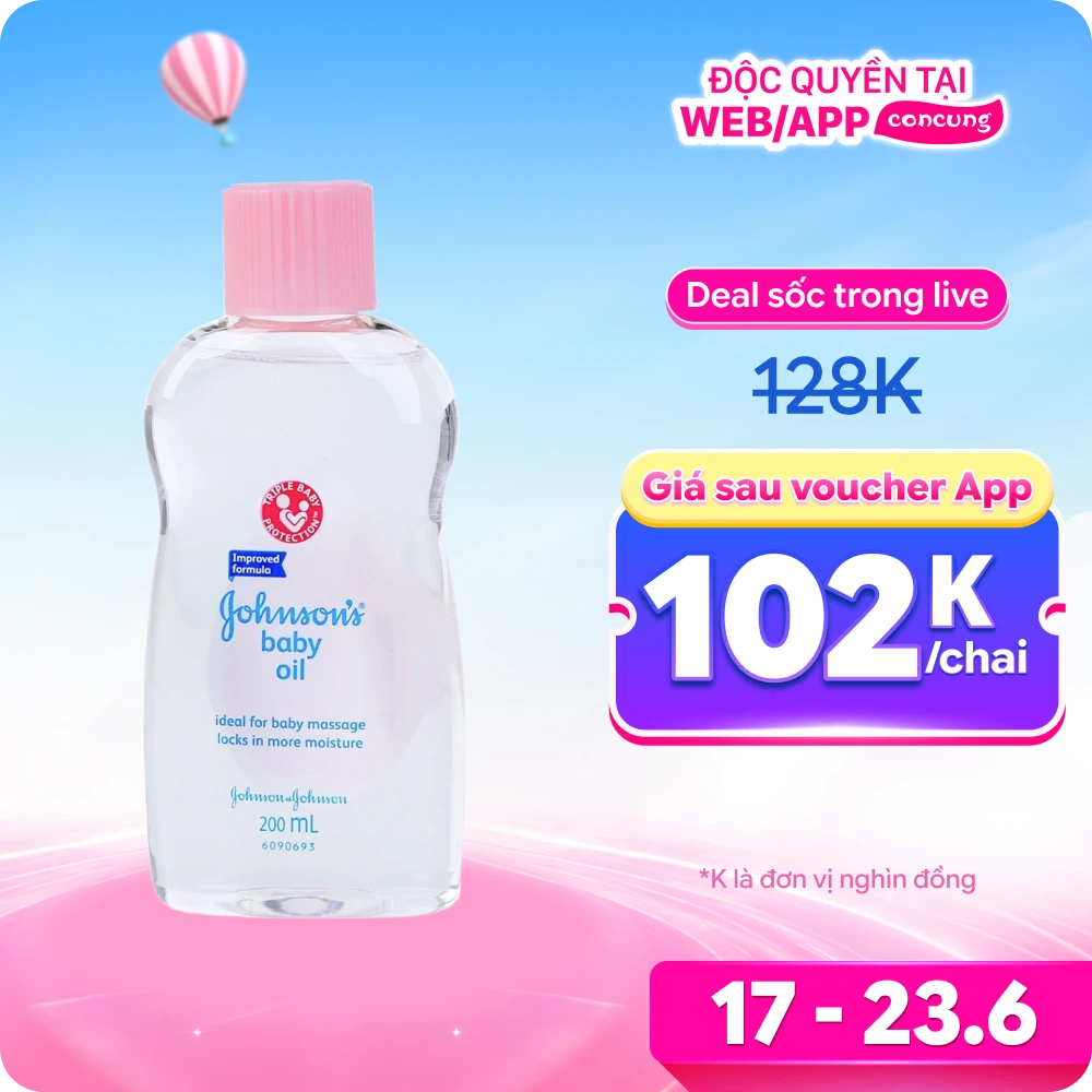Dầu Massage và dưỡng ẩm Johnson Baby (200ml)