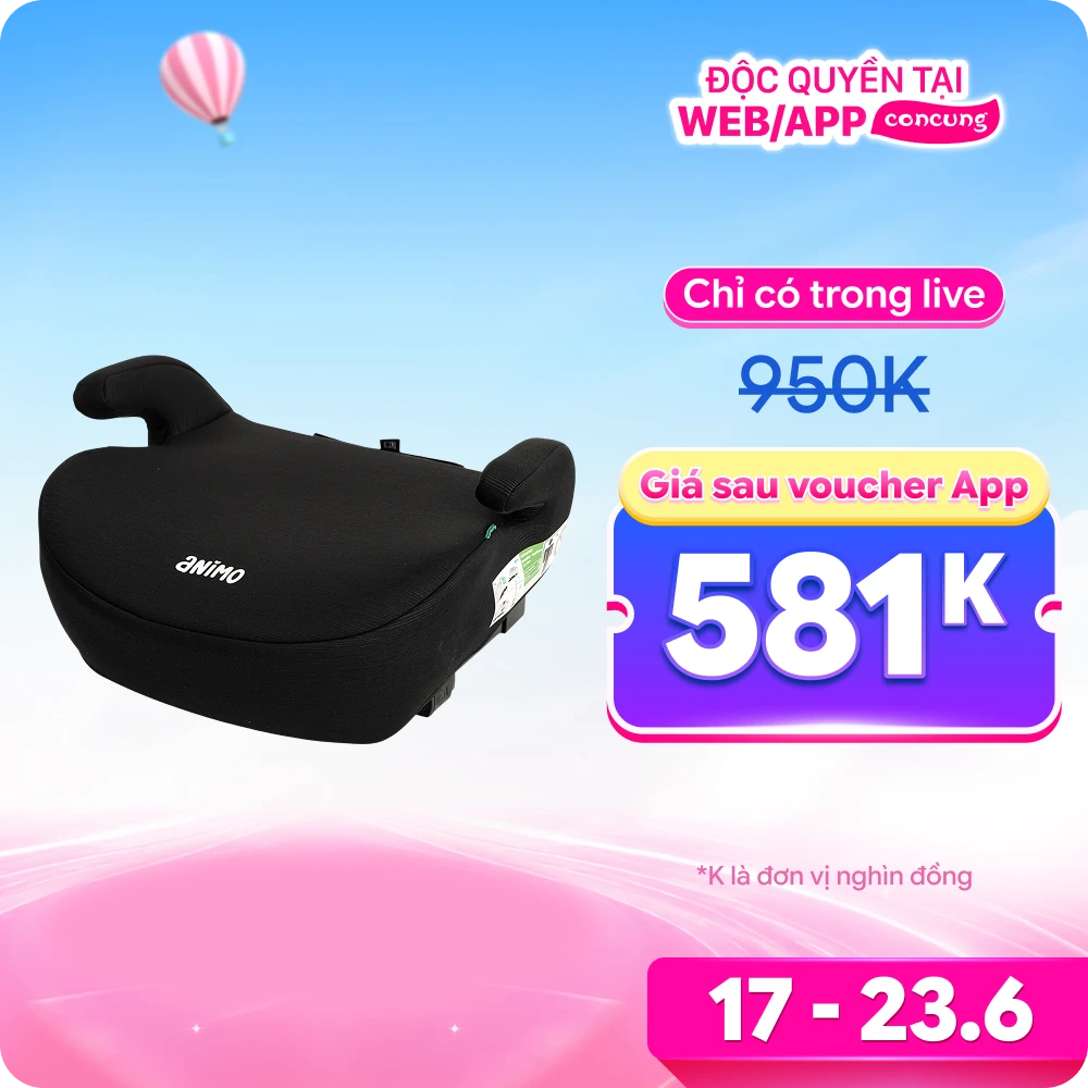 Ghế ngồi ô tô Animo Comfy Isofix (125-150cm, i-size, K11, Coal, booster)