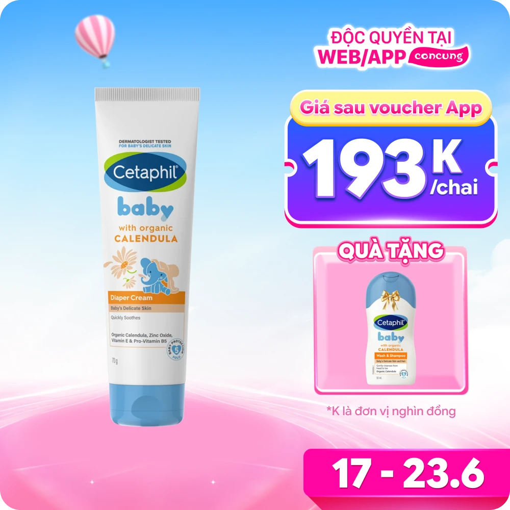 Kem làm dịu hăm tã Cetaphil Baby Diaper Cream Calendula 70g