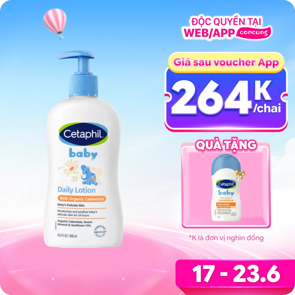 Sữa dưỡng da trẻ em tinh chất hoa cúc Cetaphil 400ml