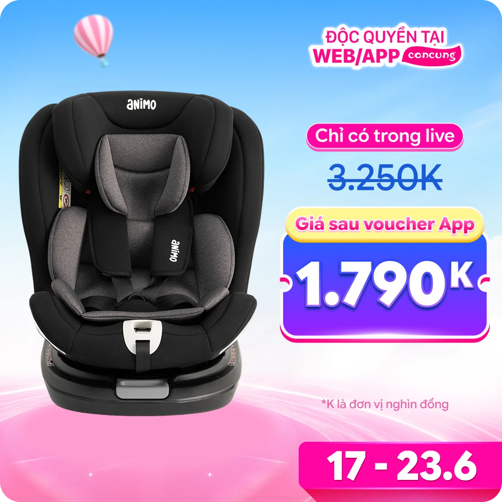Ghế ngồi ô tô Animo OneFit Isofix 360 (0-36kg, R44, CS008, Onyx)