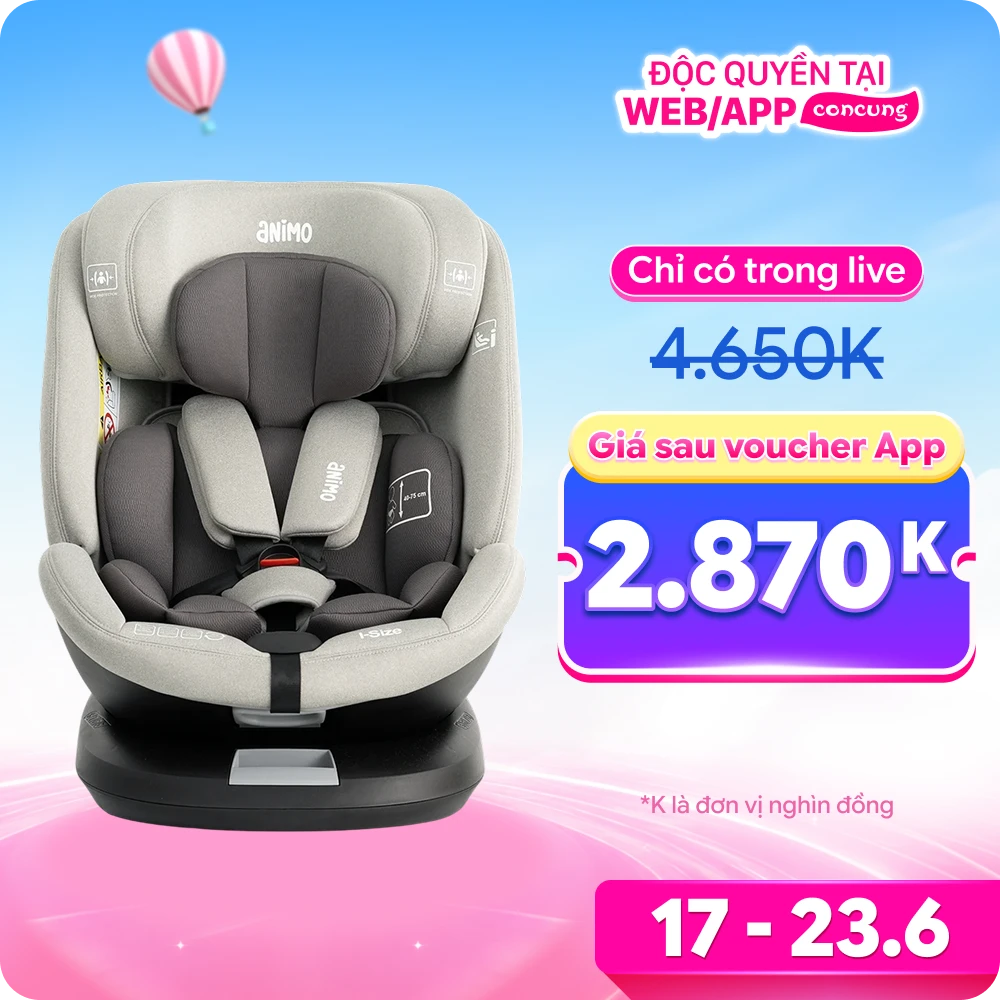 Ghế ngồi ô tô Animo Onefit Pro Isofix 360 (40-150cm, i-size, HB338, Harbor Gray)