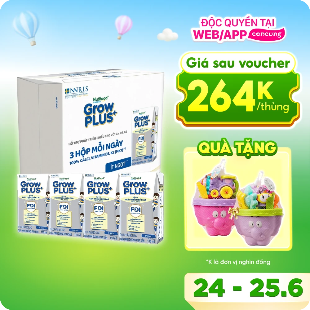 2 Thùng Sữa dinh dưỡng pha sẵn GrowPLUS+ Colos Immunel 180ml, lốc 4 hộp (Từ 1 tuổi)