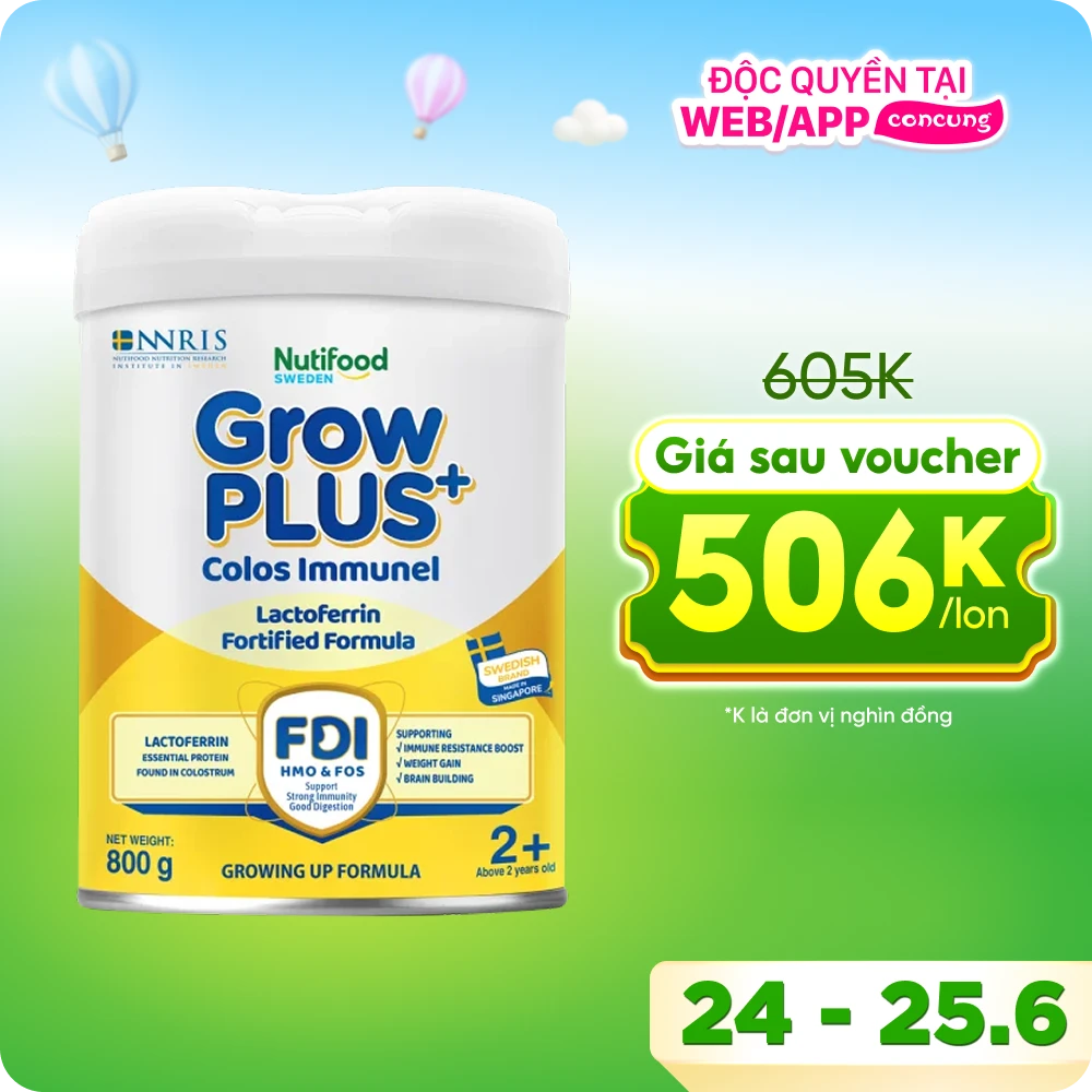 Sữa GrowPLUS+ Colos Immunel 2+, 800g ( trên 2 tuổi) (Giao bao bì ngẫu nhiên)