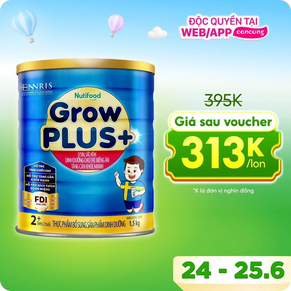 Sữa GrowPLUS+ Xanh 2+ tuổi, 1.5kg