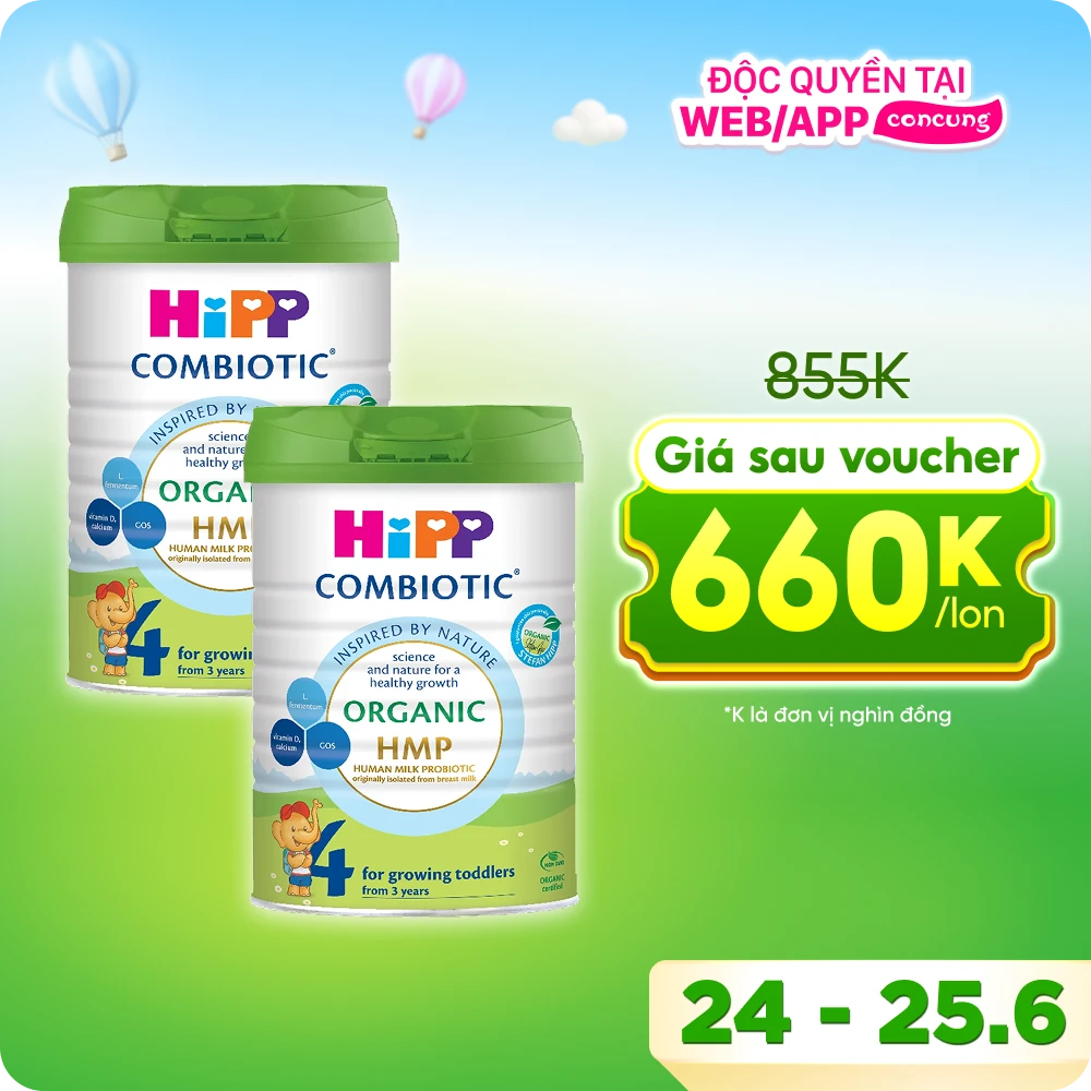 Combo 2 Sữa HiPP Organic Combiotic số 4 800g (từ 3 tuổi)