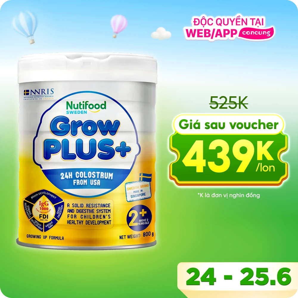 Sữa GrowPLUS+ Sữa Non Vàng 800g (Từ 2 tuổi)