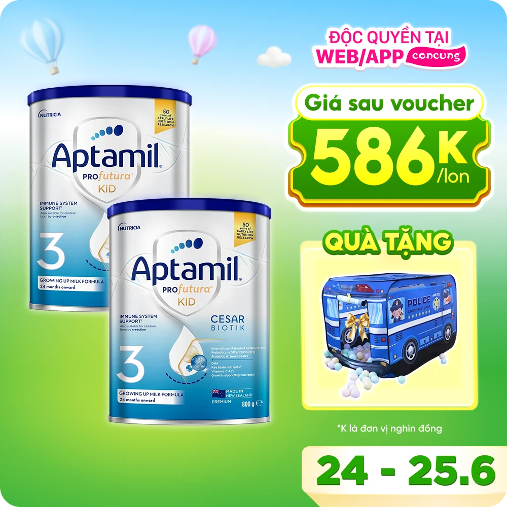 Combo 2 sữa Aptamil Profutura KID Cesarbiotik 3 800g (Từ 2 tuổi)