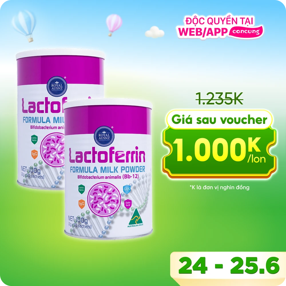 Combo 2 TPBS Royal Ausnz Lactoferrin Hồng Formula Milk Powder Bifidobacteriumanimalis (BB-12)