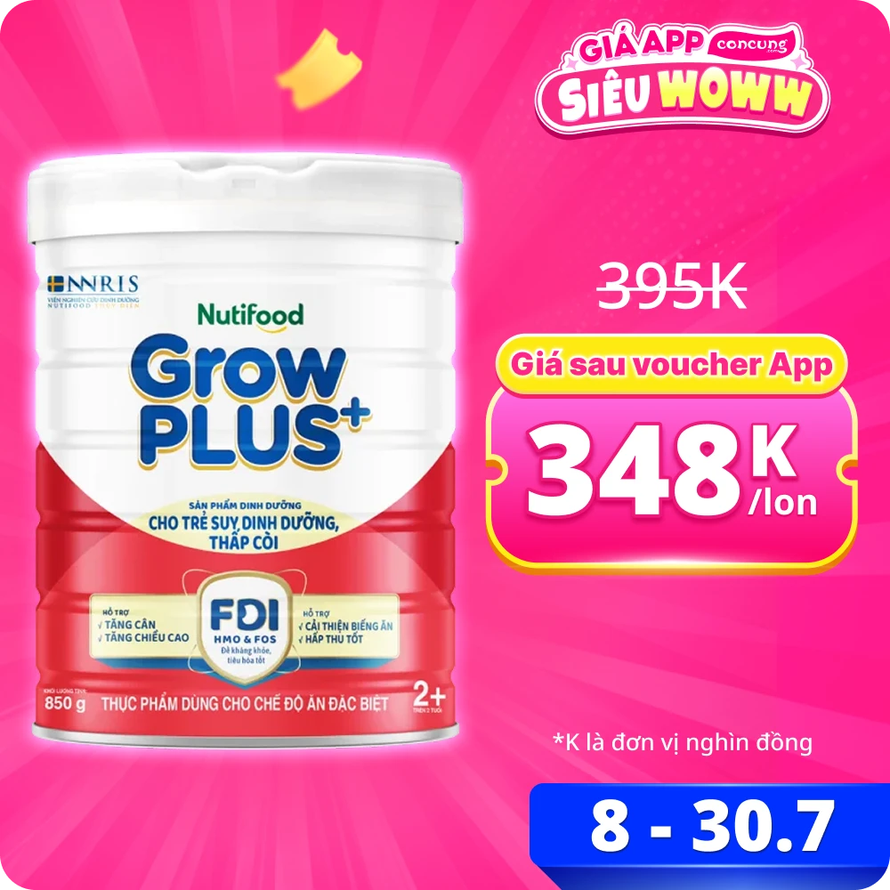 Sữa GrowPlus+ Đỏ 2+ tuổi, 850g