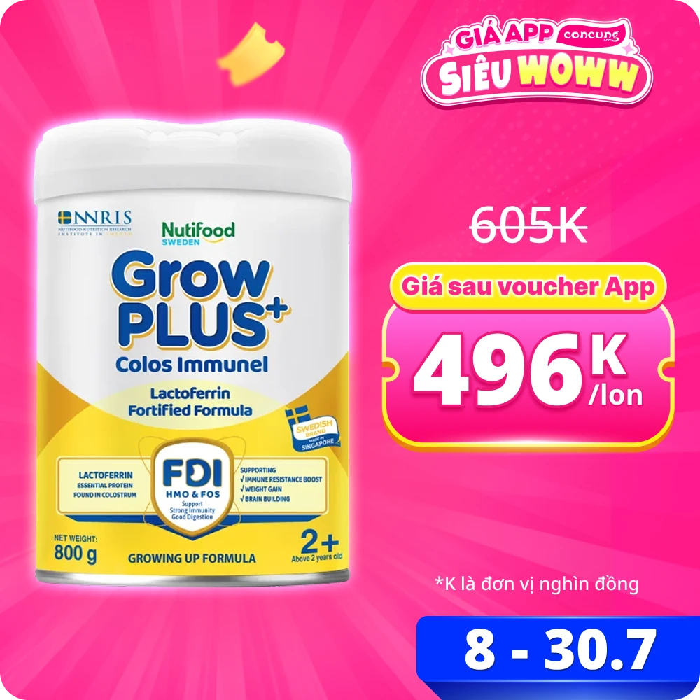 Sữa GrowPLUS+ Colos Immunel 2+, 800g ( trên 2 tuổi) (Giao bao bì ngẫu nhiên)