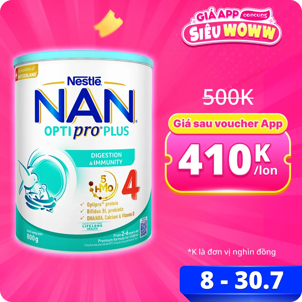Sữa Nestle Nan Optipro Plus 4 800g (2-6 tuổi) (Giao bao bì ngẫu nhiên)